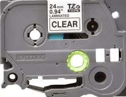 BROTHER TZE151 CINTA LAMINADA ORIGINAL DE ETIQUETAS - TEXTO NEGRO SOBRE FONDO TRANSPARENTE - ANCHO 24MM X 8 METROS