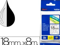 BROTHER TZE141 CINTA LAMINADA ORIGINAL DE ETIQUETAS - TEXTO NEGRO SOBRE FONDO TRANSPARENTE - ANCHO 18MM X 8 METROS