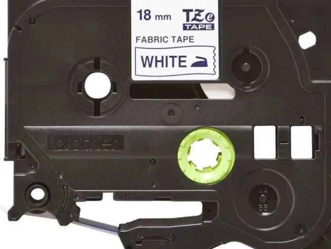 BROTHER TZEFA4 CINTA TEXTIL ORIGINAL DE ETIQUETAS - TEXTO AZUL SOBRE FONDO BLANCO - ANCHO 18MM X 3 METROS