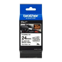 BROTHER TZEFX251 CINTA LAMINADA FLEXIBLE ORIGINAL DE ETIQUETAS - TEXTO NEGRO SOBRE FONDO BLANCO - ANCHO 24MM X 8 METROS