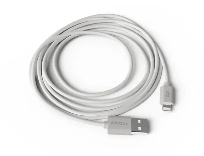 CABLE GROOVY USB 2.0 A APPLE LIGHTNING LONGITUD DE CABLE 2 METROS COLOR BLANCO