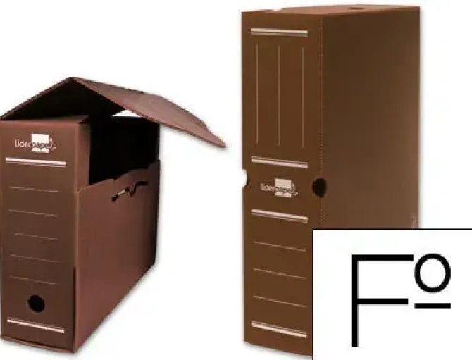 CAJA ARCHIVO DEFINITIVO PLASTICO LIDERPAPEL MARRON 360X260X100 MM
