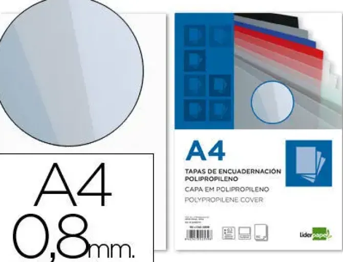 CAJA DE 100 CUBIERTAS POLYCOVERS DE POLIPROPILENO TRANSPARENTE A4 800 MICRAS CS22534