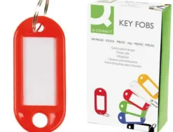 CAJA LLAVEROS PORTAETIQUETAS 100UDS COLOR ROJO