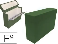 CAJA TRANSFERENCIA MARIOLA FOLIO DOBLE CARTON FORRADO GELTEX LOMO 20 CM COLOR VERDE