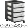 CAJONERA ARCHIVO 2000 4 CAJONES TRANSPARENTE CARCASA NEGRA 6 LITROS CON RUEDAS 390X290X480 MM