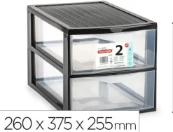 CAJONERA PLASTIFORTE EBRO 2 CAJONES COLOR NEGRO 260X375X255 MM