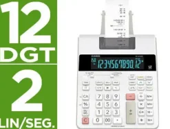 CALCULADORA CASIO IMPRESORA PANTALLA LC PAPEL 58 MM IMPRESION BICOLOR FR-2650RC 12 DIGITOS DC COLOR BLANCO