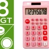 CALCULADORA LIDERPAPEL BOLSILLO XF12 8 DIGITOS SOLAR Y PILAS COLOR ROSA 115X65X8 MM
