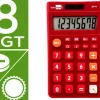 CALCULADORA LIDERPAPEL BOLSILLO XF11 8 DIGITOS SOLAR Y PILAS COLOR ROJO 115X65X8 MM