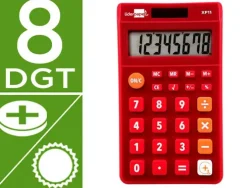 CALCULADORA LIDERPAPEL BOLSILLO XF11 8 DIGITOS SOLAR Y PILAS COLOR ROJO 115X65X8 MM