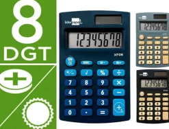 CALCULADORA LIDERPAPEL BOLSILLO XF08 8 DIGITOS SOLAR Y PILAS 98X62X8 MM EXPOSITOR DE 16 UNIDADES COLORES