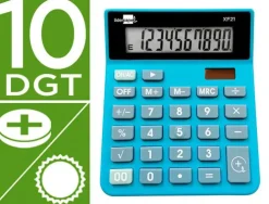 CALCULADORA LIDERPAPEL SOBREMESA XF21 10 DIGITOS SOLAR Y PILAS COLOR AZUL 127X105X24 MM