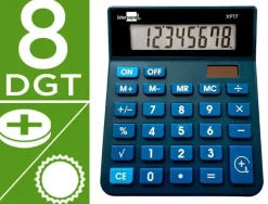 CALCULADORA LIDERPAPEL SOBREMESA XF17 8 DIGITOS SOLAR Y PILAS COLOR AZUL 127X105X24 MM