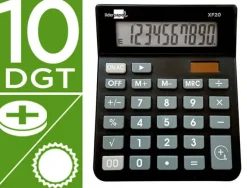 CALCULADORA LIDERPAPEL SOBREMESA XF20 10 DIGITOS SOLAR Y PILAS COLOR NEGRO 127X105X24 MM