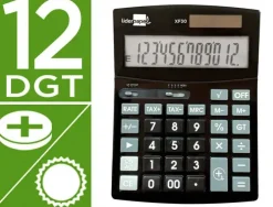 CALCULADORA LIDERPAPEL SOBREMESA XF30 12 DIGITOS TASAS SOLAR Y PILAS COLOR NEGRO 190X140X25 MM