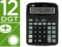 CALCULADORA LIDERPAPEL SOBREMESA XF39 12 DIGITOS SOLAR Y PILAS COLOR NEGRO 190X140X32 MM 40% RECICLADO