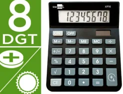 CALCULADORA LIDERPAPEL SOBREMESA XF16 8 DIGITOS SOLAR Y PILAS COLOR NEGRO 127X105X24 MM