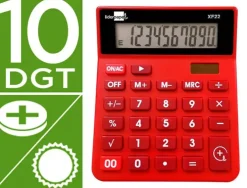 CALCULADORA LIDERPAPEL SOBREMESA XF22 10 DIGITOS SOLAR Y PILAS COLOR ROJO 127X105X24 MM
