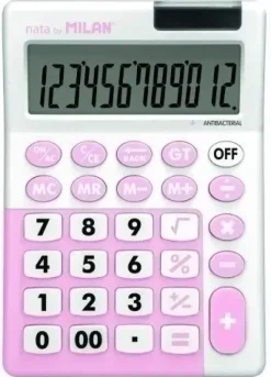 CALCULADORA SOBREMESA MILAN 12 DIGITOS ANTIBACTERIANA ROSA BLISTER DE 1