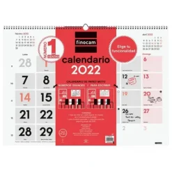 CALENDARIO FINOCAM 2022 MIXTO NUMEROS GRANDES Y PARA ESCRIBIR COLGAR CON MUELLE 780020022
