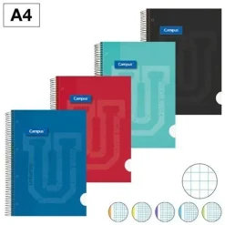 CAMPUS BLOC A4 120HOJAS TAPA EXTRA DURAD 90G CN5MM 4COLRS 00118288-43 MAK001828