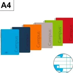 CAMPUS BLOC MUELL A4 PAUTA VIA 5MM 80 HOJAS 90GR TAPA PP POLIPROPILENO MELA 5MM CN5MM COLORE 002949