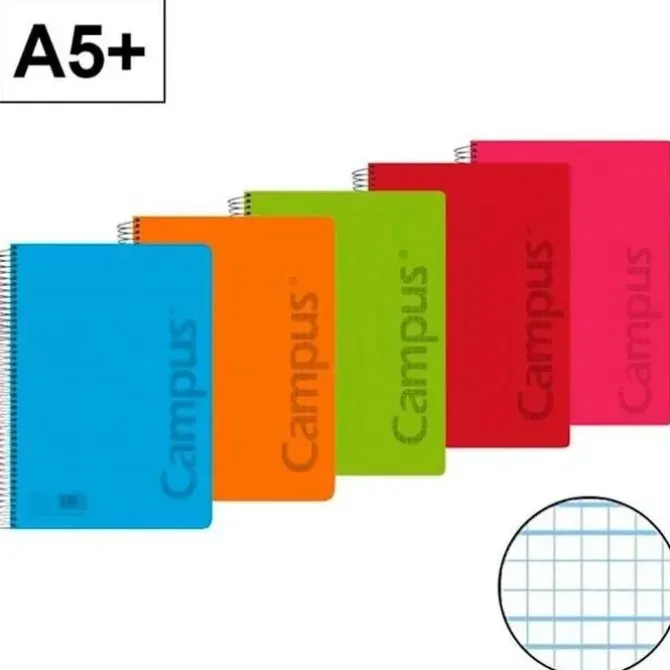 CAMPUS BLOC MUELLE A5+ PAUTA VIA 3MM 80HOJAS 90GR TAPA PP POLIPROPILENO MELA 3MM 002764 MAK002764