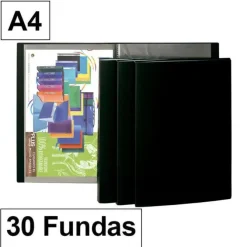 CAMPUS CARPETA 30 FUNDAS PLUS A4 NEGRO 230 MAK180227