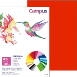 CAMPUS CARTULINA CAMPUS A3 180G ROJO /50 U 630740 RED MAK630740