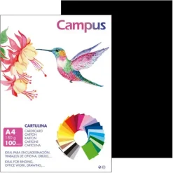CAMPUS CARTULINA CAMPUS A4 180G NEGRO 601372 MAK220459
