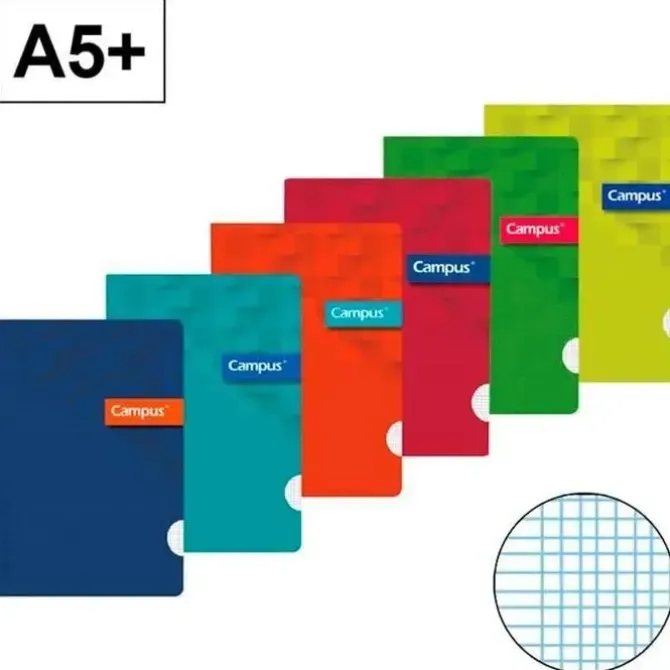 CAMPUS LIBRETA A5+ GRAPADA MILIMETRADO 48HOJAS 90GR TAPA PP POLIPROPILENO CUADRO 1MM 002751 MAK002751
