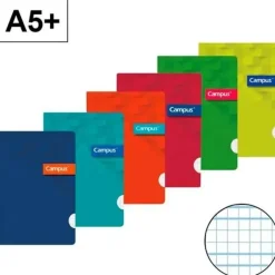 CAMPUS LIBRETA A5+ PAUTA VIA 3MM GRAPADA 48HOJAS 90GR TAPA PP POLIPROPILENO MELA 3MM 002753 MAK002753