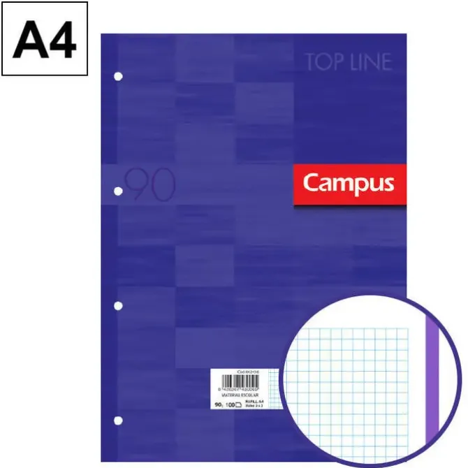 CAMPUS RECAMBIO A4 100H 90G 4TAL.CN5MM MORAD 002296 MAK002296