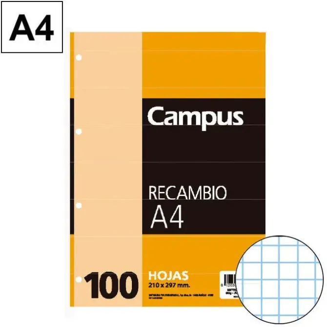 CAMPUS RECAMBIO A4 100H 60GR 4TAL CN4MM 1124-41 MAK001124