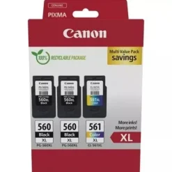 CANON PG-560XL + CL-561XL PACK DE 3 CARTUCHOS DE TINTA ORIGINALES - 3712C009