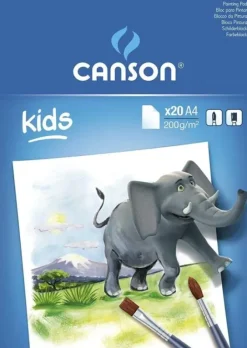 CANSON KIDS PINTURA BLOC ENCOLADO DE 20 HOJAS A4 - 21X29.7CM - 200G - COLOR BLANCO