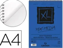 CANSON XL MIX MEDIA BLOC DE DIBUJO ACUARELA DE 30 HOJAS A4 - GRANO MEDIO - MICROPERFORADO ESPIRAL - 21X29.7CM - 300G - COLOR BLANCO