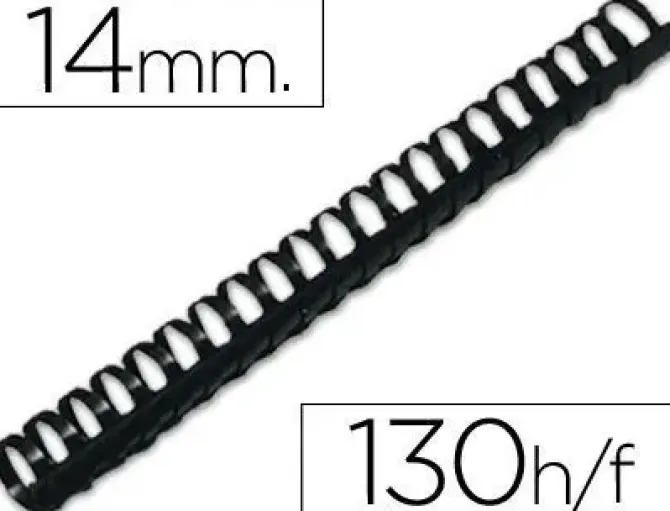 CANUTILLO Q-CONNECT REDONDO 14 MM PLASTICO NEGRO CAPACIDAD 130 HOJAS CAJA DE 100 UNIDADES
