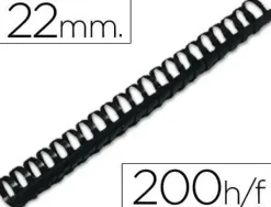 CANUTILLO Q-CONNECT REDONDO 22 MM PLASTICO NEGRO CAPACIDAD 200 HOJAS CAJA DE 50 UNIDADES
