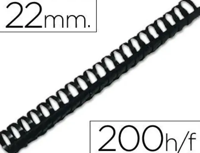CANUTILLO Q-CONNECT REDONDO 22 MM PLASTICO NEGRO CAPACIDAD 200 HOJAS CAJA DE 50 UNIDADES