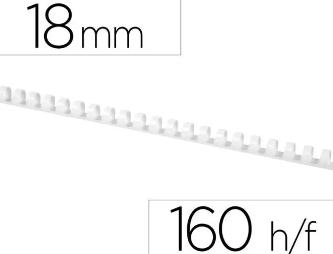 CANUTILLO Q-CONNECT REDONDO 18 MM PLASTICO BLANCO CAPACIDAD 160 HOJAS CAJA DE 50 UNIDADES