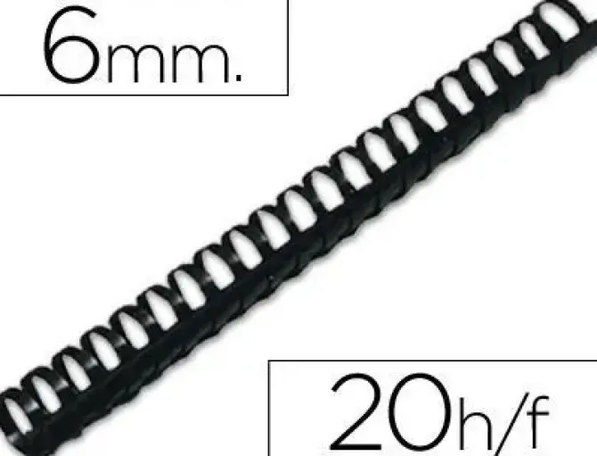 CANUTILLO Q-CONNECT REDONDO 6 MM PLASTICO NEGRO CAPACIDAD 20 HOJAS CAJA DE 100 UNIDADES