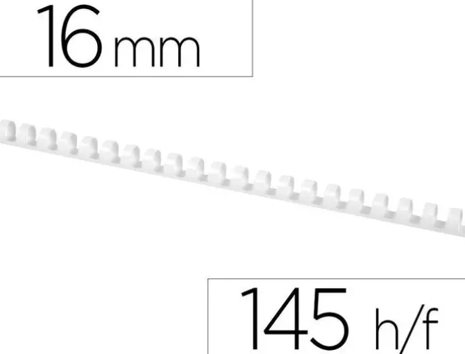 CANUTILLO Q-CONNECT REDONDO 16 MM PLASTICO BLANCO CAPACIDAD 145 HOJAS CAJA DE 50 UNIDADES