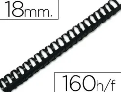 CANUTILLO Q-CONNECT REDONDO 18 MM PLASTICO NEGRO CAPACIDAD 160 HOJAS CAJA DE 50 UNIDADES