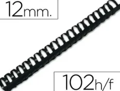 CANUTILLO Q-CONNECT REDONDO 12 MM PLASTICO NEGRO CAPACIDAD 102 HOJAS CAJA DE 100 UNIDADES