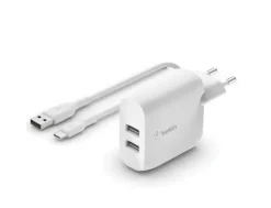 CARGADORES DE BATERIA BELKIN DUAL USB-A CHARGER 1M A-C 24W BLANCO