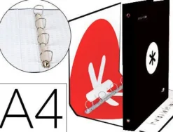 CARPETA 4 ANILLAS 40 MM MIXTAS LIDERPAPEL ANTARTIK A4 FORRADA COLOR NEGRO