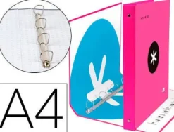 CARPETA 4 ANILLAS 40 MM MIXTAS LIDERPAPEL ANTARTIK A4 FORRADA COLOR ROSA