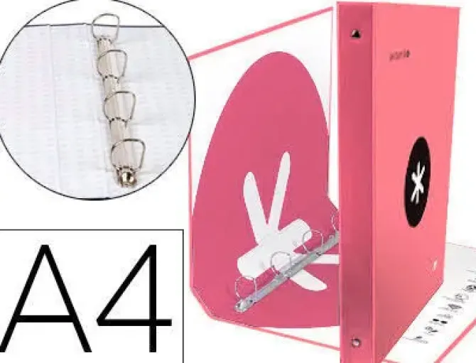 CARPETA 4 ANILLAS 40 MM MIXTAS LIDERPAPEL ANTARTIK A4 FORRADA COLOR CORAL